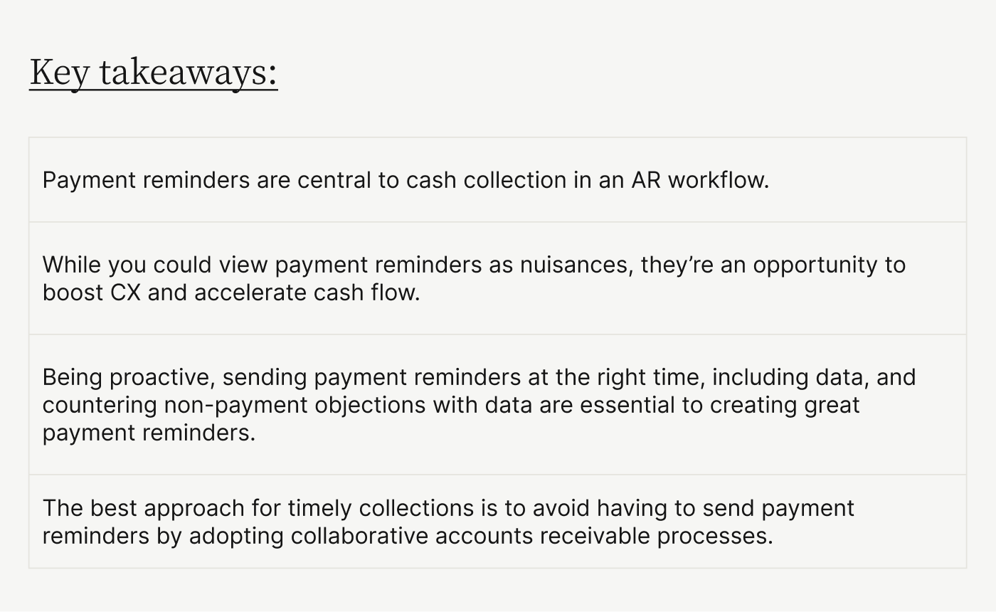 Key takeaways: payment reminders