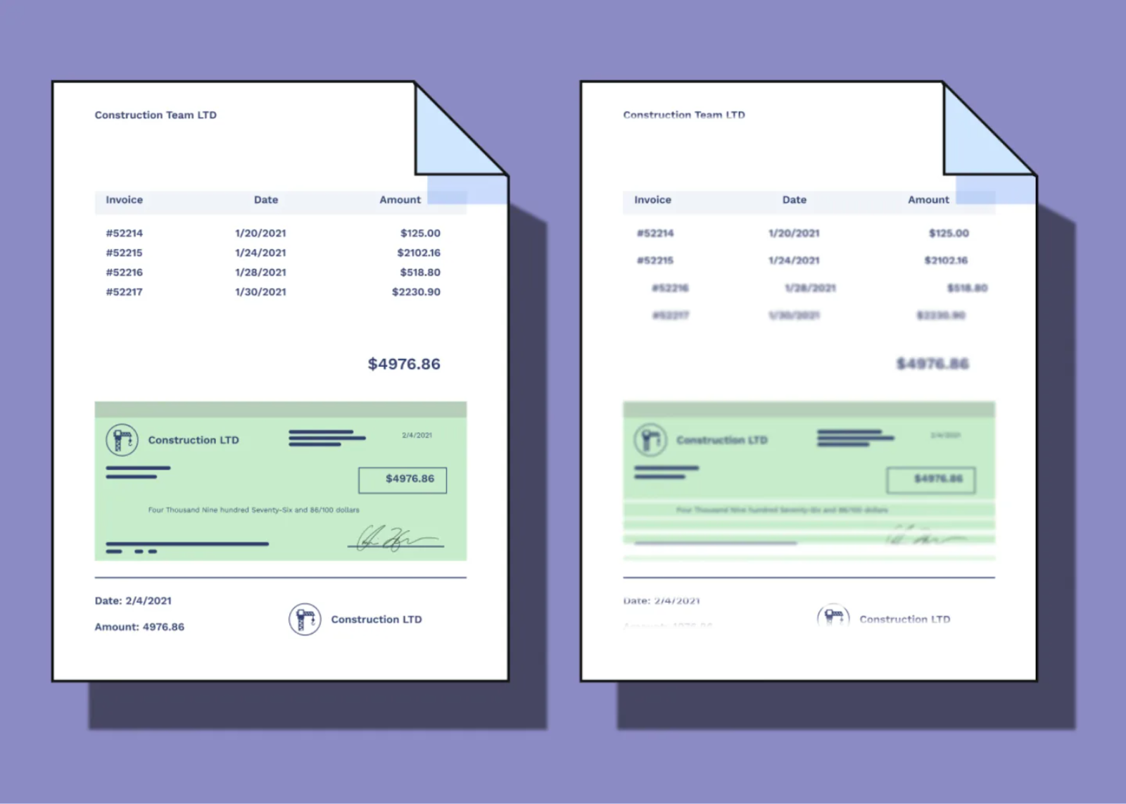 Example of an incomplete remittance advice slip